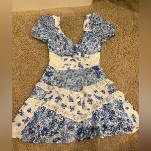 Altars State Floral Blue and White Dress